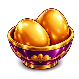Twee gouden eieren in een schaaltje