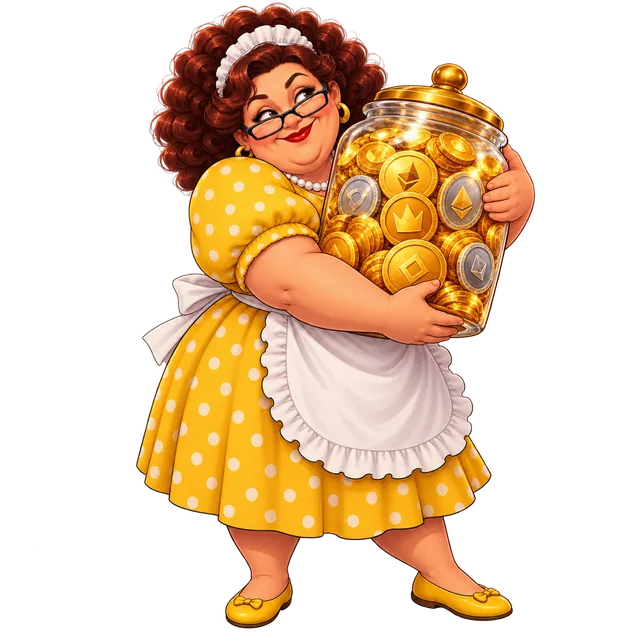 Mama met een koekjespot vol munten