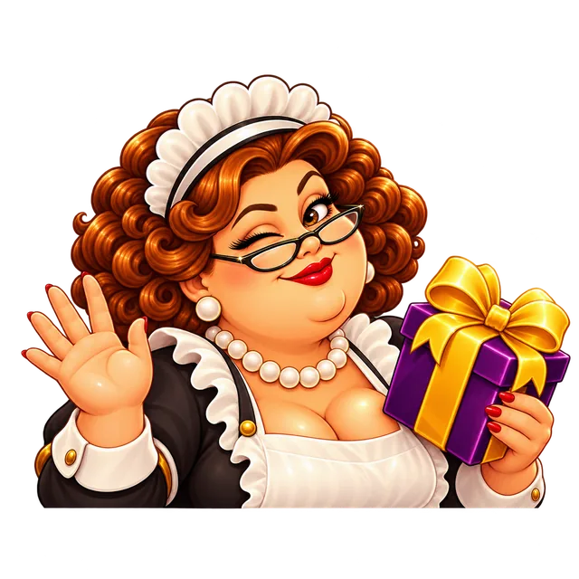 Mama zwaait met een cadeautje
